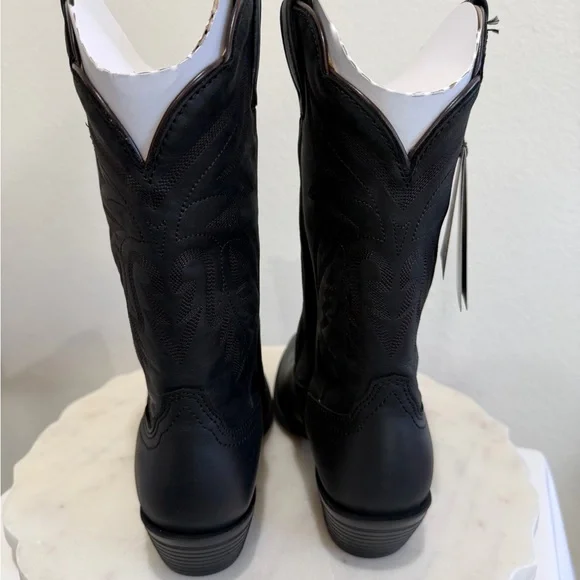 Shyanne Black Leather Western Heeled Boots NIB Size 9M - Picture 4 of 14
